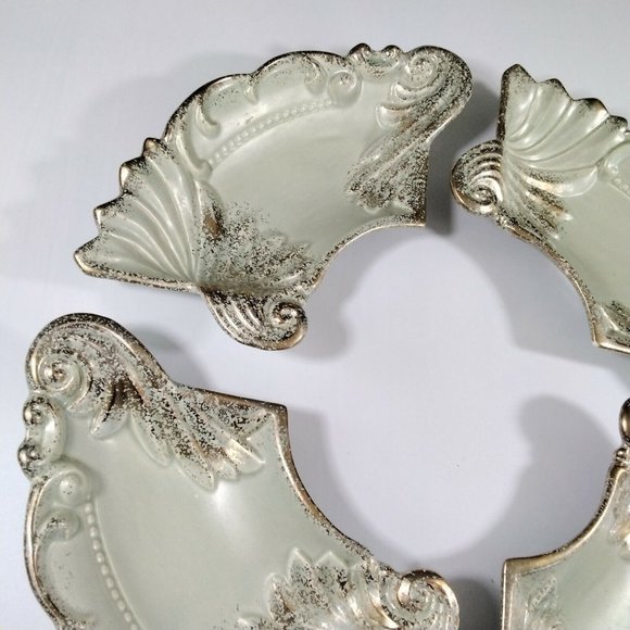 Florentine Nesting Serving Plates Chip Dip Set Ideal Originals 1962 Gold Gilded - Picture 6 of 12